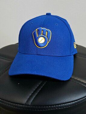 Milwaukee Brewers New Era 39THIRTY Stretch Fit Hat – Blue & Yellow (S/M)